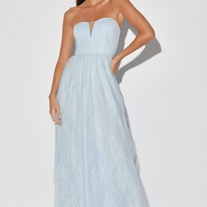 Sweet Admiration Baby Blue Lace Tulle Strapless Ma